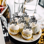 Rsstarxi 24 Pack Oh Baby Cupcake Toppers Glitter Baby Shower Cupcake Decorations Baby Baptism Cupcake Food Toothpicks for Boys Girls Birthday Party Cake Decorations Black