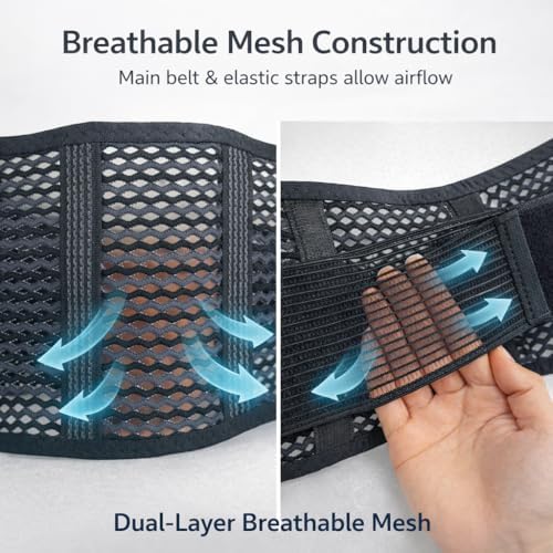 Breathable Back Brace for Lower Back Pain Relief – Lightweight 3D Air-Mesh Lumbar Support Belt with Dual-Adjust Pulley System – Ventilated Low-Profile Design for Sciatica, Herniated Disc, Driving & All-Day Wear