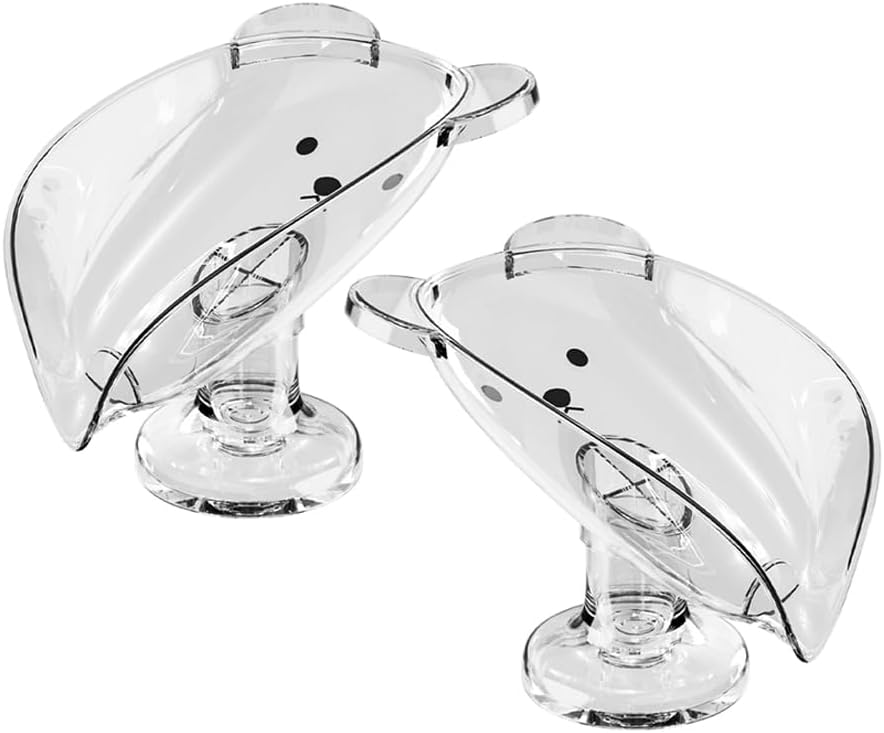 Amosfun 2pcs Soap Holder Self Draining Bar Soap Dishes Bathroom Shower Sponges Stand Trays Easy to Clean Suitable for Bathroom Kitchen Sink 4.4 x 3.9 x 4.6 Inch