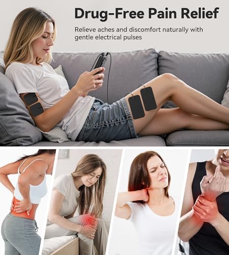 TENS Unit Muscle Stimulator for Pain Relief, 3-in-1 EMS TENS Machine with 28 Modes, 40 Intensity Levels, Dual Channel Rechargeable Massager with 8 Pads for Back, Neck, Shoulder, Sciatica