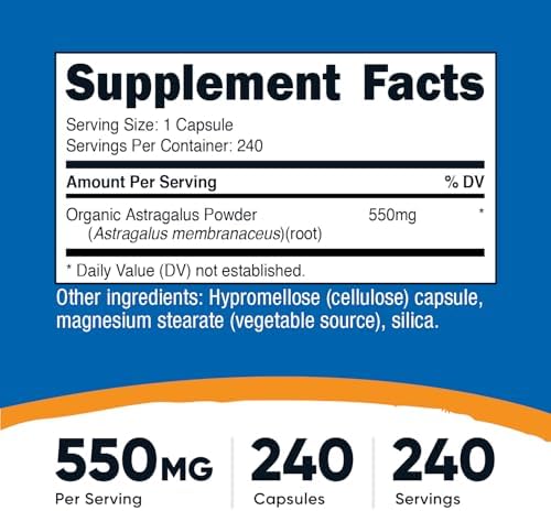 Nutricost Astragalus Capsules 550mg, 240 Vegetarian Capsules - Non-GMO and Gluten Free