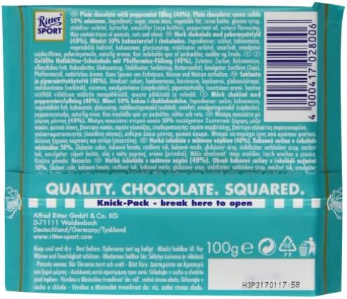 Ritter Sport Peppermint 100 g (Pack of 8)