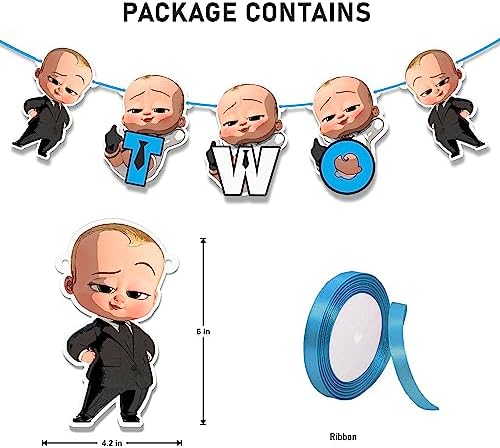 Bby Boss "TWO" Banner Decoration for 2nd Birthday Party – Bby Boss Theme Second Birthday Garland – Cute Hanging Banner – Boss Bby Style Party Backdrop– Photo Prop & Party Supplies Decoration