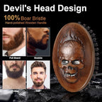 Eagle Fortress Boar Bristle Hair Brush for Men Hair Care - Beard Brush, Mustache Brush with Skull on Wooden Handle, Grooming & Styling Tool for Men, Travel Size