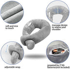 Neck Pillow, Neck Wrap Vibration Massaging Wireless Travel Pillow Soft Touch Breathable Head Support for Office Sofa Air Plane Grey
