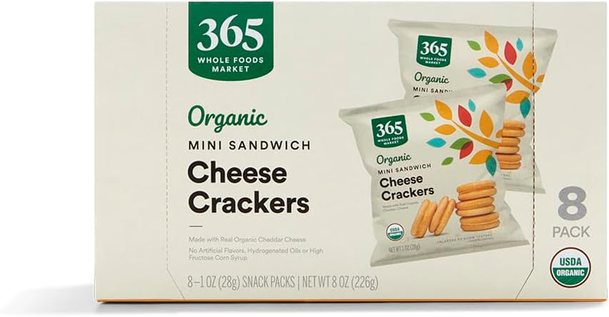 365 by Whole Foods Market, Organic Mini Cheese Sandwich Crackers 8 Count, 1 Ounce