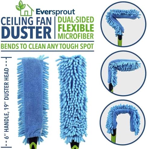 EVERSPROUT Duster 3-Pack | Hand-Packaged Cobweb Duster, Microfiber Feather Duster, Flexible Ceiling Fan Duster | Twists onto Standard 3/4 inch Threaded Poles (Pole Sold Separately)(Soft Bristles)