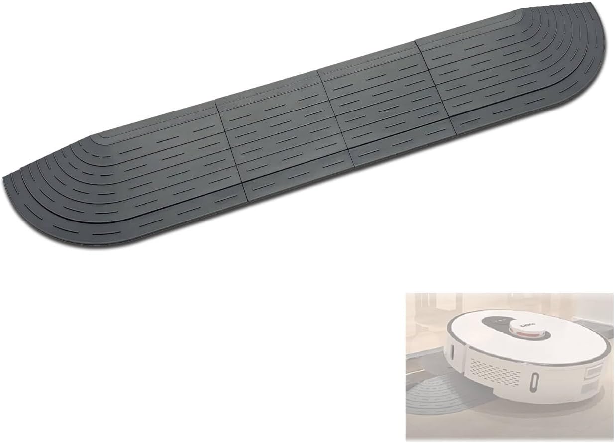 Plastic Threshold Ramp for Robot Vacuum Cleaner Universal Component Fits iRobot Roborock Dreame Shark Eufy Ecovacs Narwal MOVA Thresholds of 2-2.5 cm Height 2.6×10.6×59 cm, Grey