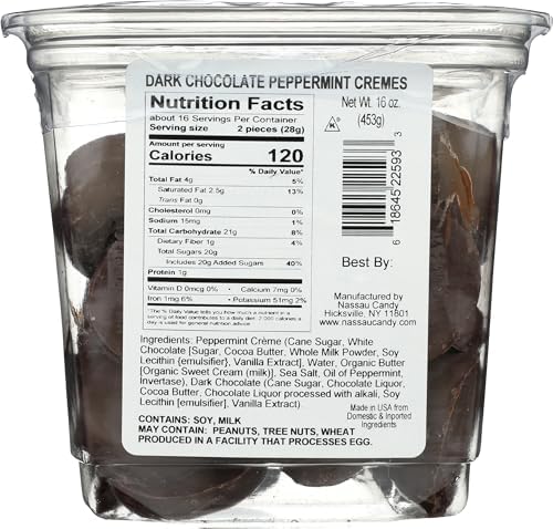 Nassau Candy, Candy Dark Chocolate Peppermint Cremes, 16 Ounce
