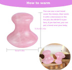 2 Pcs Rose Quartz Jade Mushroom Hot Massage Stones Set Warm Rocks Kit for Facial SPA Pink