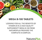 NaturesPlus Mega B-100 Complex - 90 Sustained Release Vegetarian Tablets - Energy & Brain Booster - Gluten Free - 90 Servings