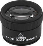 30X Coin Magnifying Glass, Professional Jewelry Loupe Lens Portable Pocket Reading Magnifier Optics Loupes Mini Desk Magnifiers Loop Microscope for Jeweler Coins Maps Antiques Magazines Craft