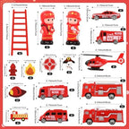 Hooqict 17 Pieces Fire Truck Cake Decorations Set with Mini Firetruck Firefighter Fire Engine Birthday Cake Toppers & Cupcake Toppers for Fireman Fire Truck Birthday Party Decorations Supplies