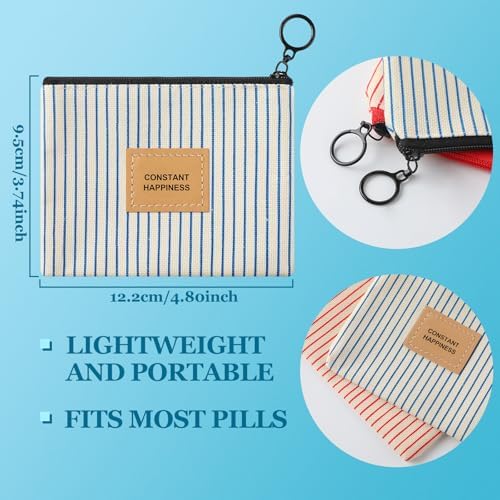 2 Pcs Birth Control Pill Packet, 4.7 x 3.6 Inch Canvas Wallet Pill Holder Sleeve Pouch with Zipper for Card Organizer, Pocket Pouch Wallet for Women Privacy Protection