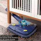 360° Rotatable Adjustable Cleaning Mop Reusable Triangle Mop with 52.1'' Long Handle Automatic Wringing Squeezing Water Cleaning Mop Spin Mop Wet Dry Scrubber Brush for Floor Ceiling Window (Blue)