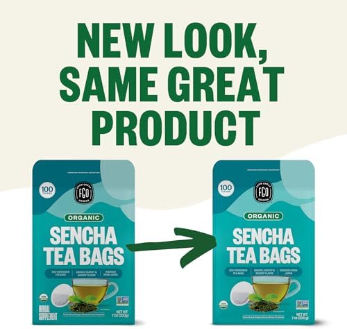 FGO Organic Sencha Green Tea, 100 Count, Eco-Conscious Tea Bags, Resealable Bag, Sourced From Japan, Packaging May Vary (Pack of 1)