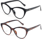 Cat Eye Reading Glasses for Women 2 Pairs Readers Spring Hinge With Cute Heart Frame