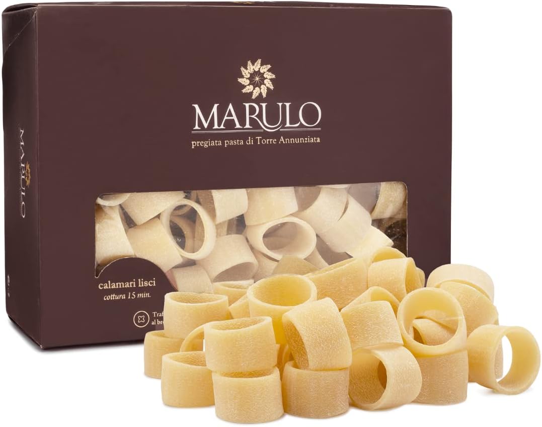 Marulo, Calamarata Pasta, Bronze Cut Pasta made in Italy 1.1 lbs (500g), Gourmet Italian Pasta, Non-GMO 100% Durum Semolina, Italian Pasta imported. By Marulo.