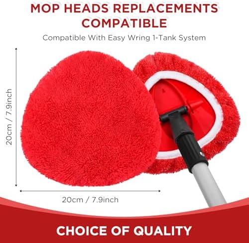 Baderke 4 Pack Microfiber Mop Heads Replacements Microfiber Spin Mop Replace Heads Reusable Refills Pads Duster Replace Washable Cleaning Cloths Scrubber Dust Refills for Floor Cleaning (Red)