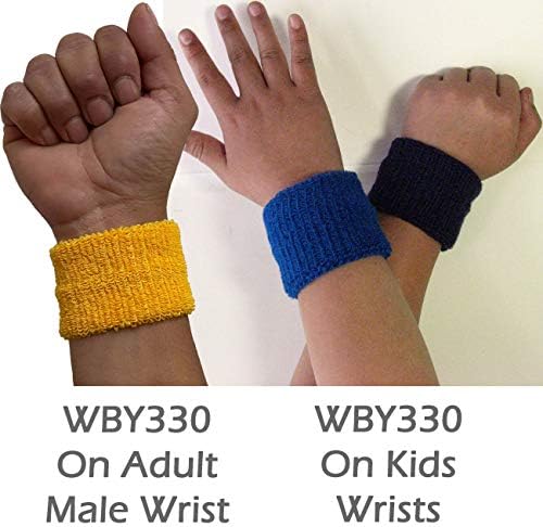 Couver Unisex Youth Kids Cotton Terry Wrist Bands/Wristbands for Event use (1 Pair)