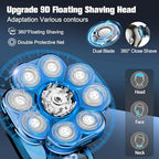 9D Electric Head Shaver for Bald Men, Upgraded 5-in-1 Waterproof Wet/Dry Grooming Kit Electric Shaver for Men, Cordless Rechargeable Bald Head Razor for Home&Travel