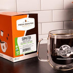 Fresh Roasted Coffee, Organic Sumatra Water-Processed Half-Caf | 100% Single Origin, USDA Organic, Kosher | Medium Roast K-Cup Compatible | 72 Pods