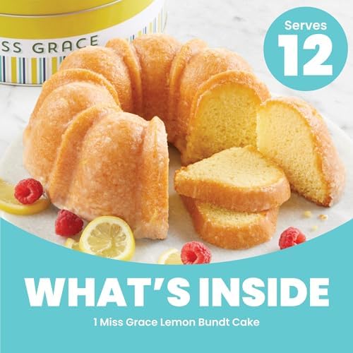 Cheryl's Cookies® Miss Grace Lemon Cake in Tin, Handmade with Freshly Squeezed Lemons, Lemon Glazed, Kosher, For Any Occasion, Birthday, Anniversaries, Congratulations, 12 Servings