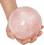 Large Rose Quartz Crystal Sphere Natural Pink Healing Crystal Ball with Stand Meditation Decorative Balls Home Decor 110-120mm/4.3-4.7"