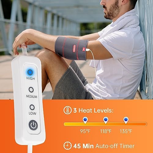 Elbow Heating Pad Wrap for Joint Pain USB Heated Elbow Brace for Tendonitis and Tennis Elbow Portable Moist Heat Therapy Elbow Sleeve Adjustable Temperature (Non-Chargeable)