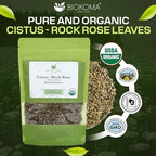 Biokoma Organic Cistus Rock Rose Loose Leaf 3.55oz Cistus Incanus Dried Leaves USDA Organic Herbal Tea Immune Respiratory Support Resealable Pouch Caffeine-Free Pure No Preservatives Non GMO Kosher