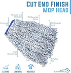 KLEEN HANDLER Cut End Finish Mop | 1.25" Universal Headband, Maximum Absorption Finishing Mop, Pack of 1