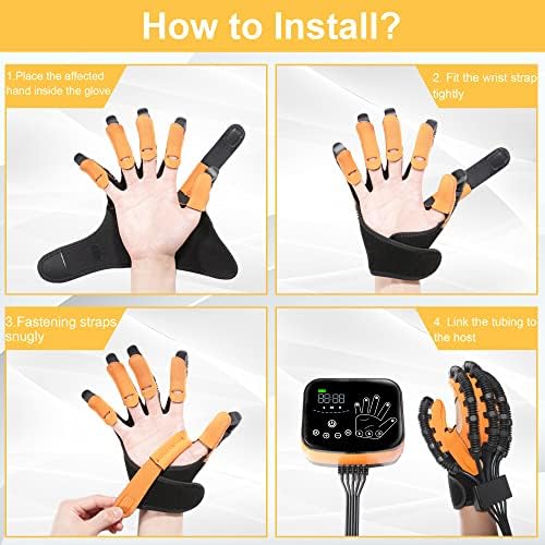 Rehabilitation Robot Gloves for Hand Hemiplegia Stroke Recovery, Finger Rehab Robotic Glove Strokes Therapy Equipment, 4 Modes, 2600mAh Rechargeable S/M/L/XL Sizes (Left Hand-XL)