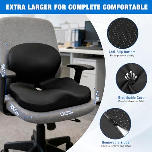 Seat Cushion with Back Support,Cooling Gel & Memory Foam Lumbar Support Pillow for Office Chair,Ergonomic Office Chair Cushions for Sciatica Pain Relief,Gel Seat Cushions for Car,Office,Desk