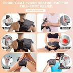 Microwave Heating Pad for Cramps Pain Relief, 16 * 12'' Moist Microwavable Period Menstrual Heating Pads for Cramps, Back, Neck Shoulder and Knee, Cute Stuffed Animal Heating Pad - Grey Cat