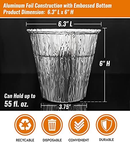 NUPICK 24 Pack Grease Bucket Liner Compatible for Pit Boss Grills 67292 Foil, Oklahoma Joe's 9518545P06, Z Grill Bucket, Recteq Large Bucket, etc. 6.3” x 6.0”, Disposable Aluminum