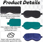 3 Pcs Silk Sleep Mask, Smooth Soft Satin Eye Covers, Sleeping Eye Mask, Elastic Blackout Sleep Mask & Blindfold for Full Night's Sleep,Travel and Nap (Dark Green)