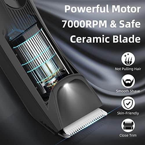 INVJOY Manscape Body & Pubic Hair Trimmer for Men w/Light - No Nick, No Cut, Balls Trimmer - No Razor Burn Groin, Body Groomer Shaver, IPX7 Waterproof Electric Razor w/Recharge Dock, Gift for Men Dad