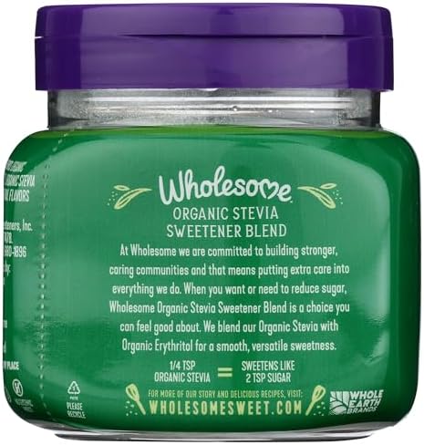 Wholesome Sweeteners Organic Stevia, 6oz Jar, Zero Calorie Sweetener Blend, Keto Friendly, Non GMO, Gluten Free & Vegan, 1 Pack