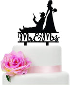Mr and Mrs Wedding Cake Topper, Funny Gun Theme Wedding Bridal Shower or Anniversary Cake Topper (Gun)
