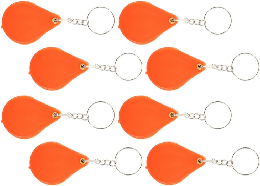 HOMSFOU 8-Pack Mini Magnifier Keychain Portable Folding Pocket Magnifying Glass with Led Light for Jewelry Inspection and Reading Aid