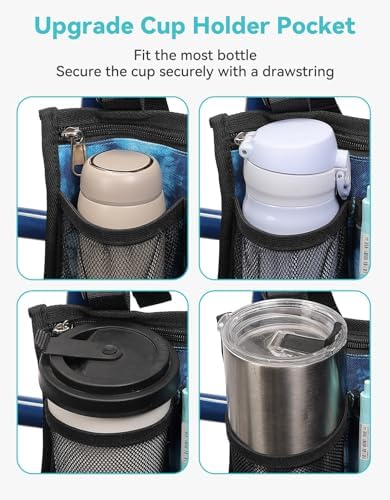 Wheelchair Side Bag, Wheelchair Armrest Pouch Accessories with Cup Holder, Storage Bag for Walker, Rollator, Electric Scooter Wheelchairs, Ideal Gift for Mother's Day & Father's Day