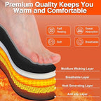 Heated Insoles Rechargeable, 5000 mAh Battery with APP Control, Foot Warmers with 4 Heating Levels for Men and Women, Skiing, Outdoor Winter Use, Washable and Trimmable