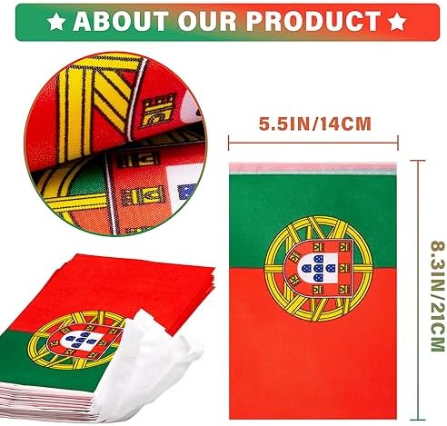 MVPRING Portugal String Flag Pennant Banner, Small Mini Portuguese Flags Bunting Banner, National Country Decoration for School, Party, Sports Events, 33 Feet 30 Flags