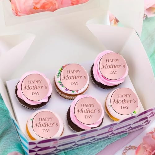 20 pcs Happy Mother's Day Cupcake Toppers Acrylic Mirror Disc Round Cake Picks For Mothers Day dessert Decorations cake Supplies
