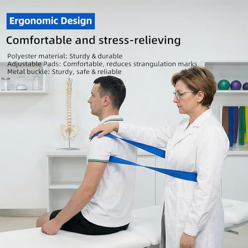Mobilization pt Belt 2026 New with Adjustable Thick Pad - Mobilization Belt Physical Therapy, Exercise Stretch Straps for Physical Therapy Designed for Physical Therapist, Stretching, Mobility Blue