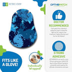 Opthopatch Eye Patches for Kids – 50 Hypoallergenic Standard Adhesive Patches for Lazy Eye & Amblyopia Treatment | Single Design Pack + 2 Reward Charts (Blue Abstract)