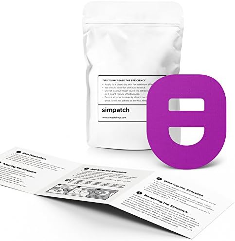 SIMPATCH – Omnipod Adhesive Patch with Strap (25-Pack) – Waterproof Adhesive, CGM Tape (Purple)