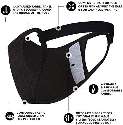 Safe+Mate x Case-Mate - Cloth Face Mask - Washable & Reusable - Adult L/XL - Cotton - Includes Filter - Black