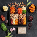 Happy Birthday Dried Fruit & Nuts Gift Basket Arrangement Platter, Gourmet Food Snack Box, Birthday Care Package, Healthy Kosher, Her Him (12 Assortment)