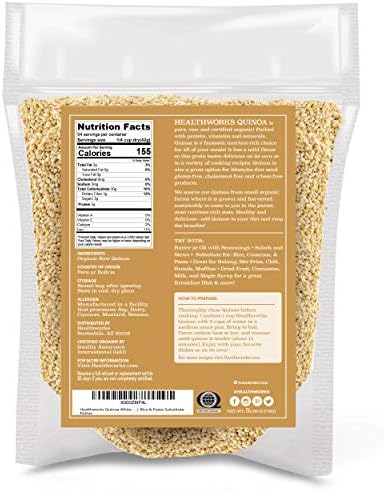 Healthworks Superfoods Organic Quinoa White Whole Grain Raw - 80 Oz / 5 Lbs - Protein, Fiber & Iron - Peruvian Origin - Rice & Pasta Substitute